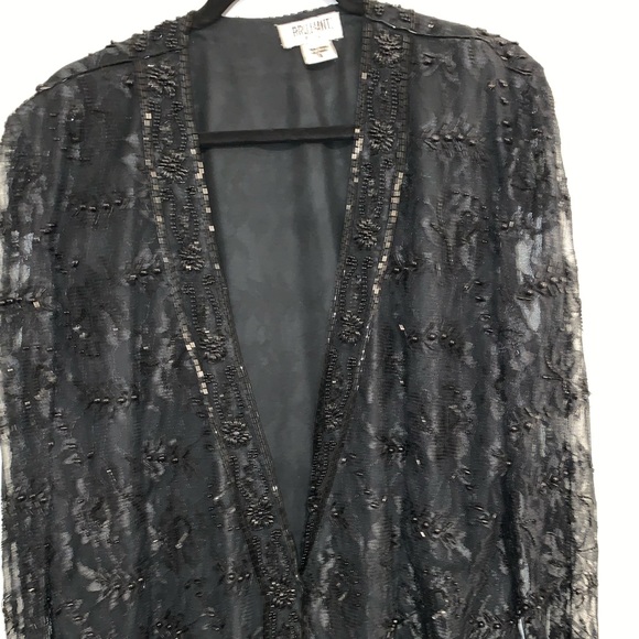 VINTAGE sequin lace blazer black size XL - Picture 4 of 12